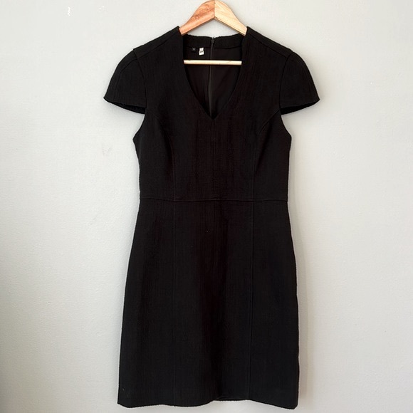 Anthropologie • 4.Collective Black Cap Sleeve Textured Knit Sheath Dress Size 8 - Picture 7 of 15